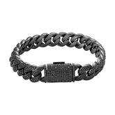 12mm Black Moissanite Cuban Bracelet 8"